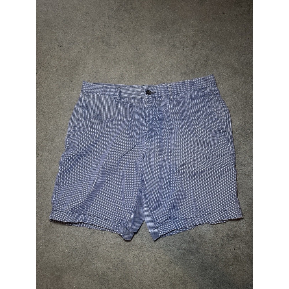 Michael Kors Mens 34 Blue Patterned Chino Shorts Casual Flat Front